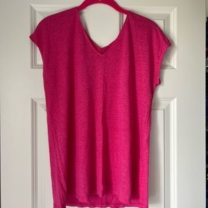 LOFT pink linen cap sleeve tee. Size M